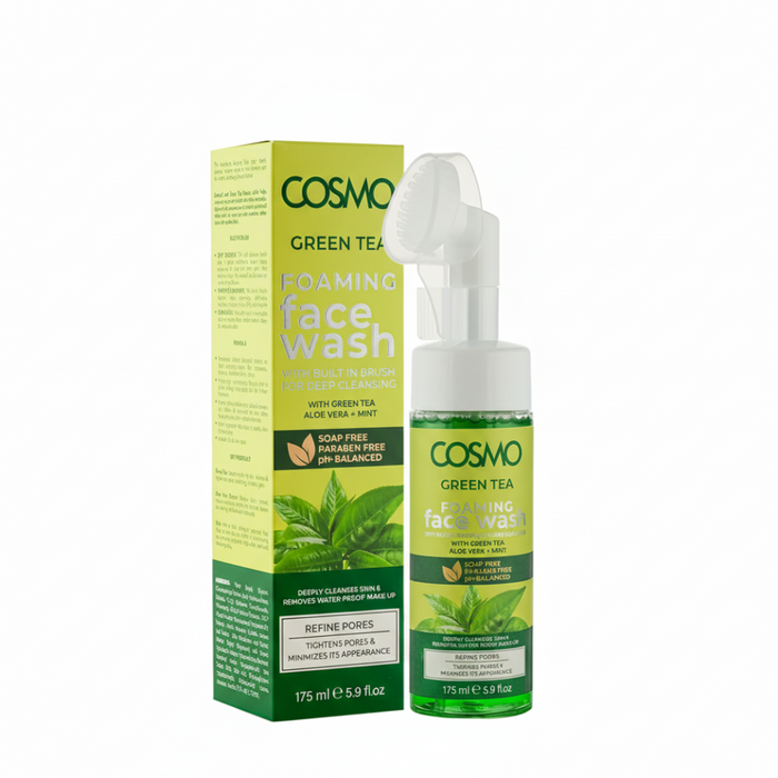 Cosmo green tea foaming face wash 175ml deep clean pore tightening and refreshing skin cleanser