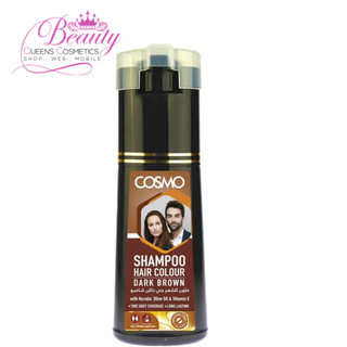 Cosmo Hair Colour Shampoo Dark Brown 180ml- Ammonia-Free, Keratin & Olive Oil
