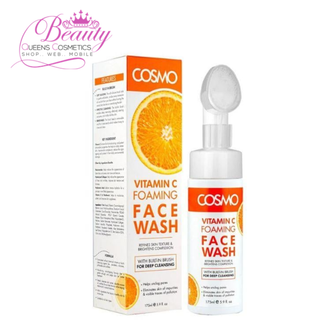 Cosmo Vitamin C Foaming Face Wash 175ml- Brightening Cleanser with Deep-Clean Brush
