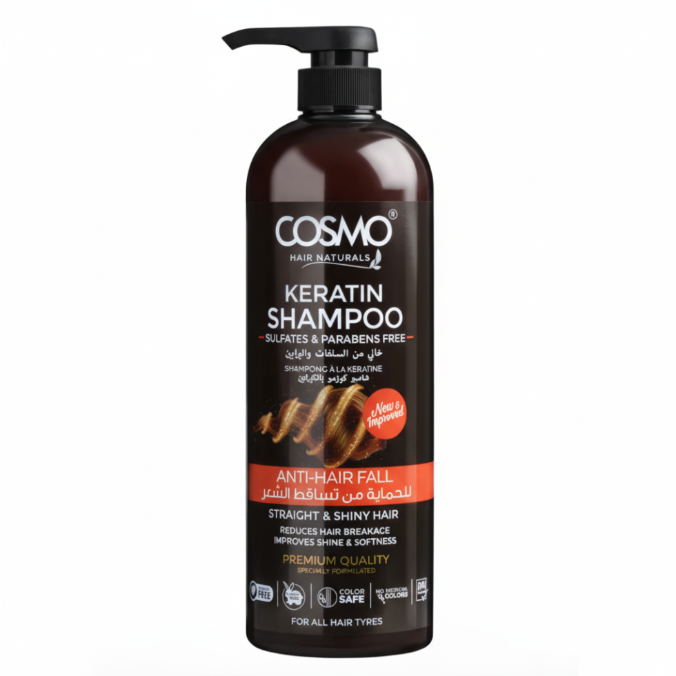 Cosmo anti hair fall keratin shampoo 1000ml strengthen and reduce breakage hair care shampoo
