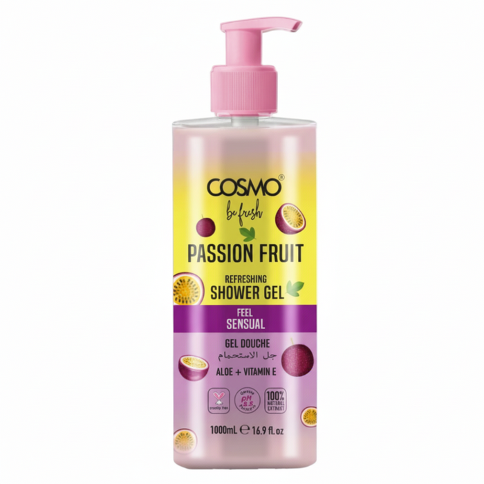 Cosmo passion fruit shower gel 1000ml aloe vera vitamin e deep clean hydration body wash