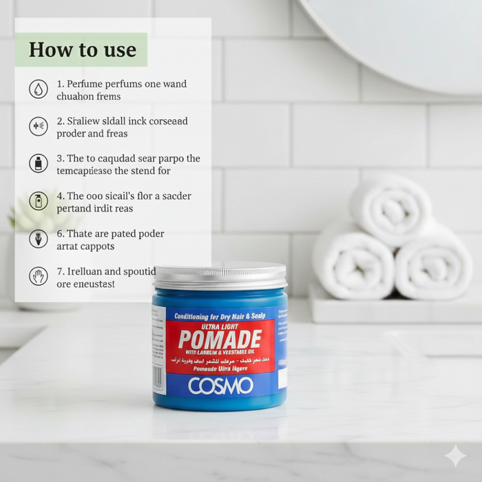 Cosmo lanolin and vegetable oil hair pomade 450ml light hold deep moisture hair styling cream