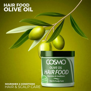Cosmo olive oil hair food 170ml moisturizing strengthening hair care treatment for soft smooth healthy looking hair reducing dryness and improving shine and manageability daily use hair product