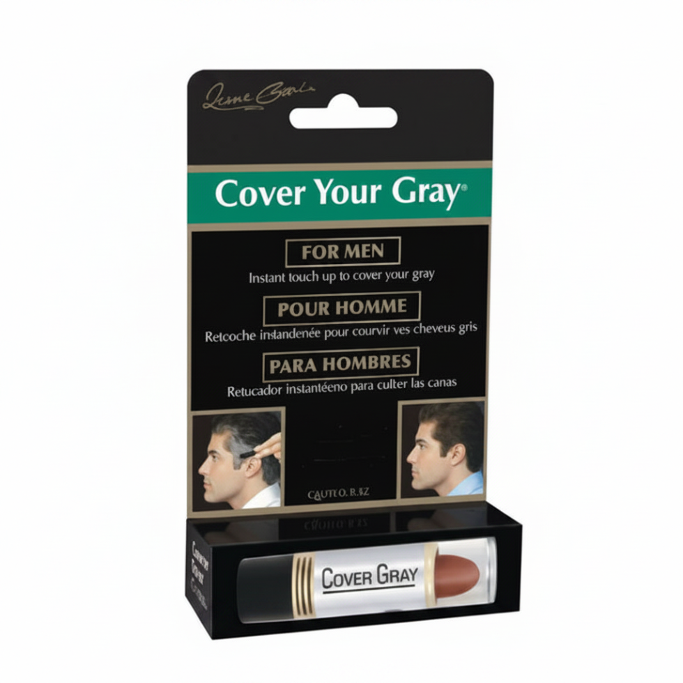 cover your gray men dark brown hair and beard touch up stick gray coverage grooming solution