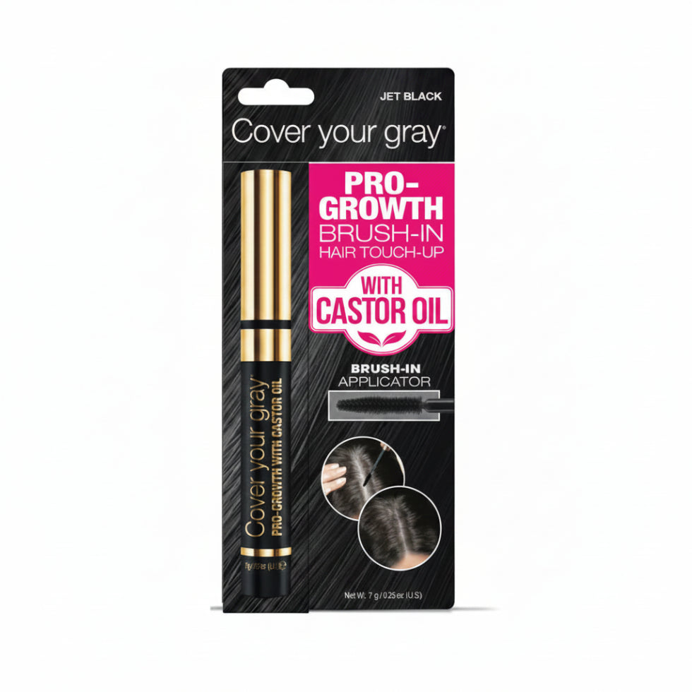 cover your gray pro growth jet black hair touch up with castor oil instant root coverage gray hair bold jet black blend hair product easy application
