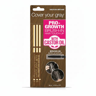 cover your gray pro growth medium brown hair touch up with castor oil instant root coverage gray hair natural medium brown blend hair product easy application