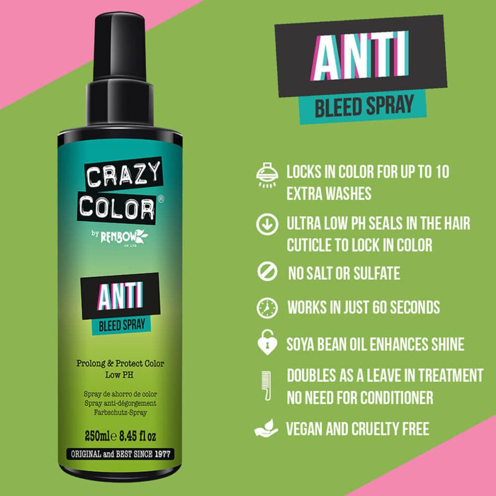 Crazy Color anti bleed spray for locking hair color and preventing dye transfer