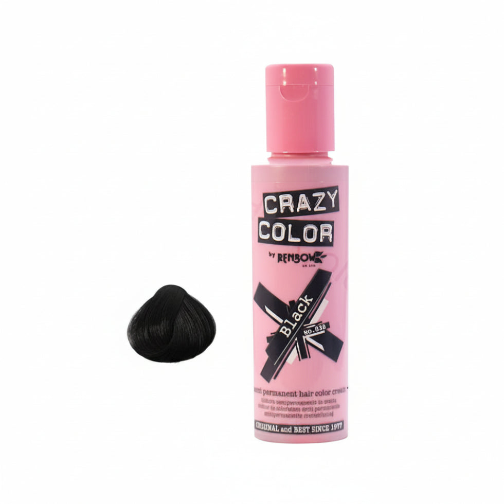 crazy color semi permanent black no 30 hair dye 100ml deep black wash out hair colour conditioning glossy finish