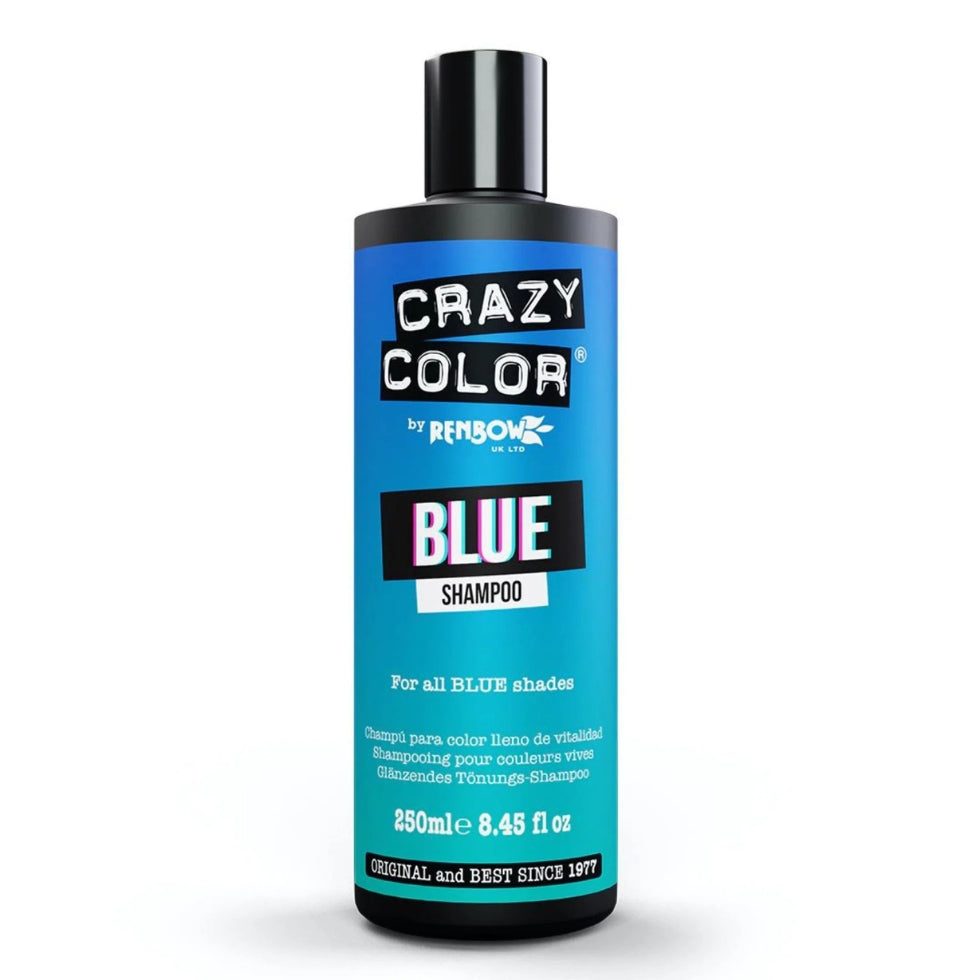 Crazy Color blue shampoo sulfate free formula for color protection and brassiness control
