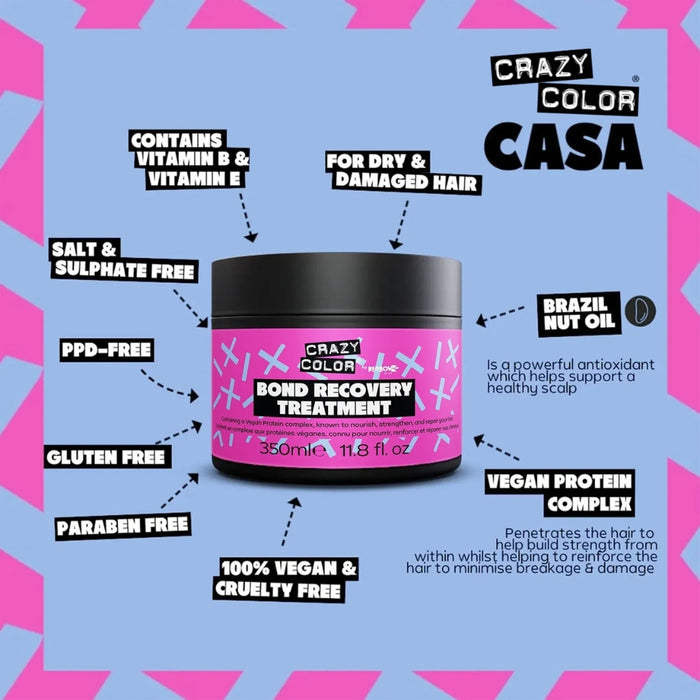 Crazy Color bond recovery hair mask for repairing damaged hair and strengthening bonds