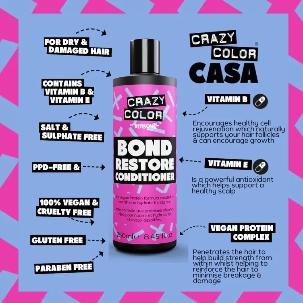 Crazy Color bond restore conditioner for repairing damaged hair and strengthening strands