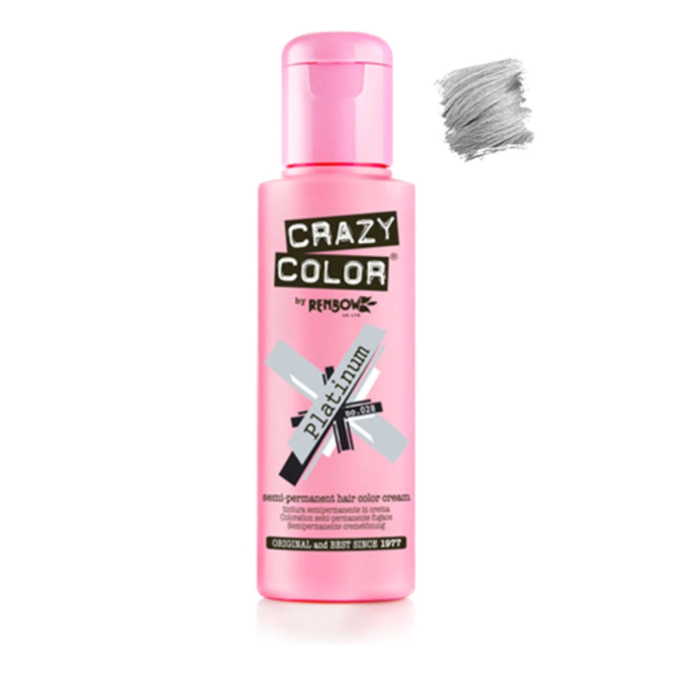 crazy color semi permanent platinum no 28 hair dye 100ml icy platinum blonde wash out hair colour conditioning shine finish