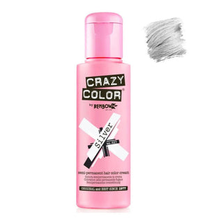 crazy color semi permanent silver no 027 hair dye 100ml cool metallic silver wash out hair colour conditioning shine finish
