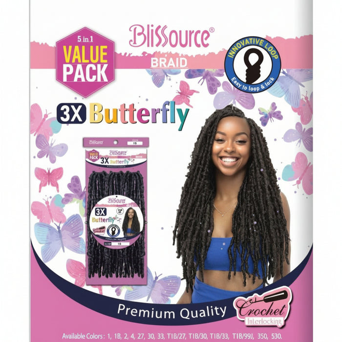 Blissource Butterfly Crochet Interlocking - Pack économique 3 EN 1
