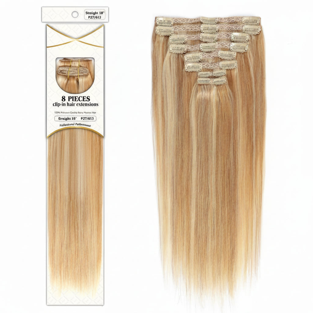 ✨ Dressmaker Unlimited 8PCS Clip-In Human Hair Extensions Straight 14–22”