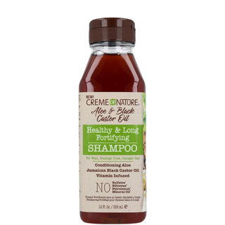 Creme of nature aloe black castor oil fortifying shampoo 12oz strengthening moisturizing shampoo for damaged hair gentle cleansing healthy strong hair care