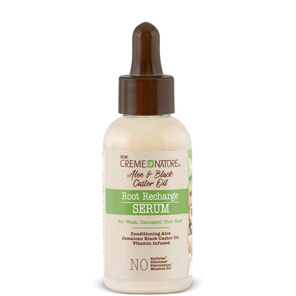 Creme of nature aloe black castor oil root recharge serum 1.7oz strengthening hair serum for scalp nourishment hair growth support lightweight non greasy formula