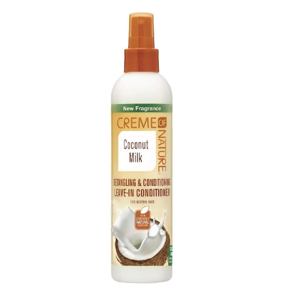 Creme of nature coconut milk leave in conditioner 250ml detangle moisturize shine lightweight hydrating leave in conditioner for frizz control soft smooth manageable hair