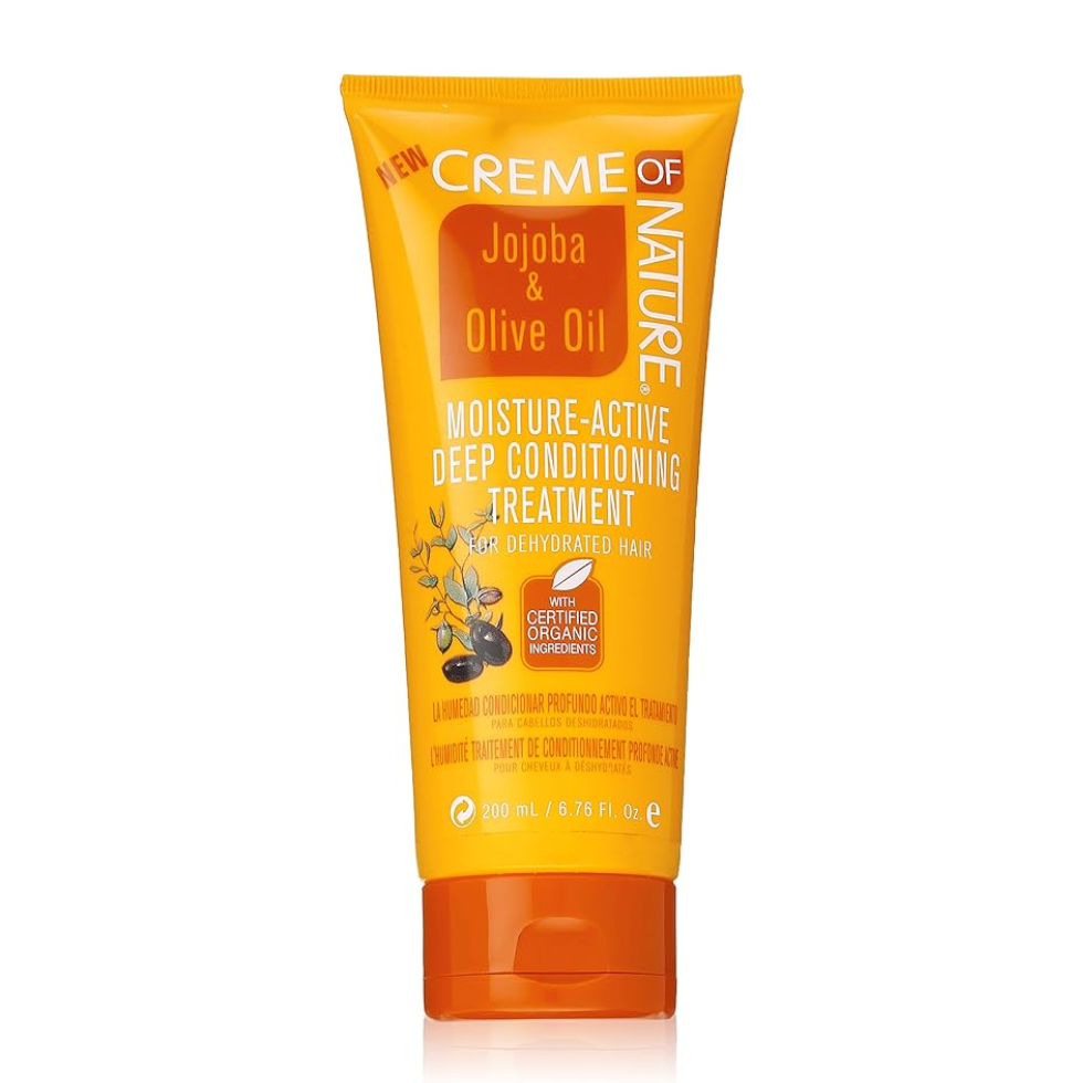 Creme of nature jojoba olive oil moisture active deep conditioning treatment 200ml hydrating strengthening hair mask for dry damaged hair repair soft smooth healthy hair care treatment