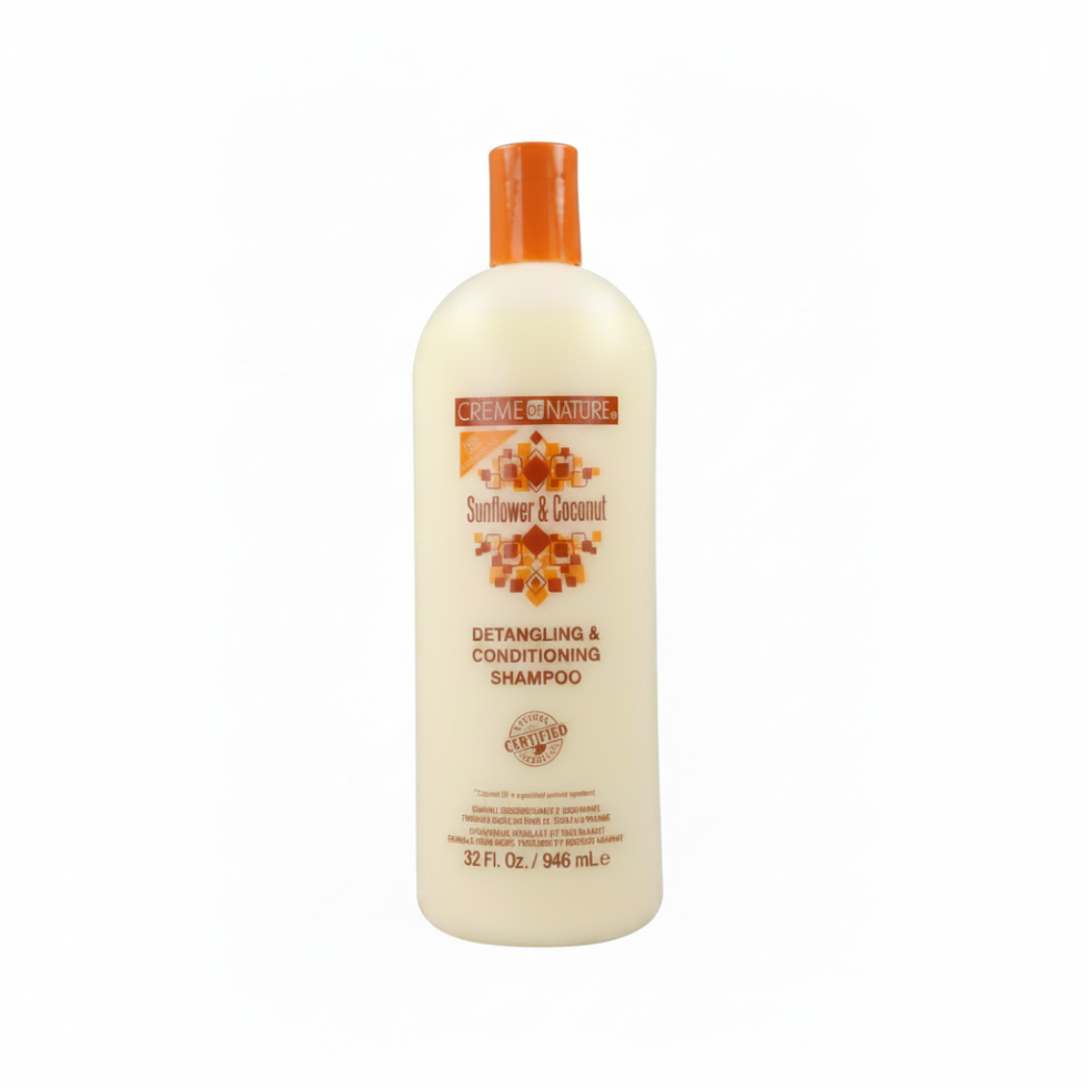 Creme of nature professional sunflower coconut detangling conditioning shampoo 32oz soft silky hair moisturizing botanical shampoo for easy combing and smooth hair