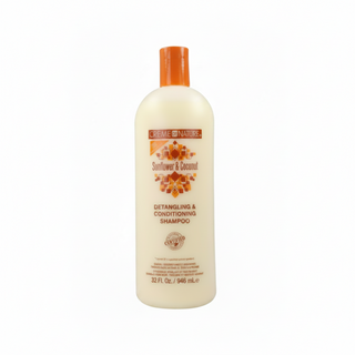 Creme of nature professional sunflower coconut detangling conditioning shampoo 32oz soft silky hair moisturizing botanical shampoo for easy combing and smooth hair