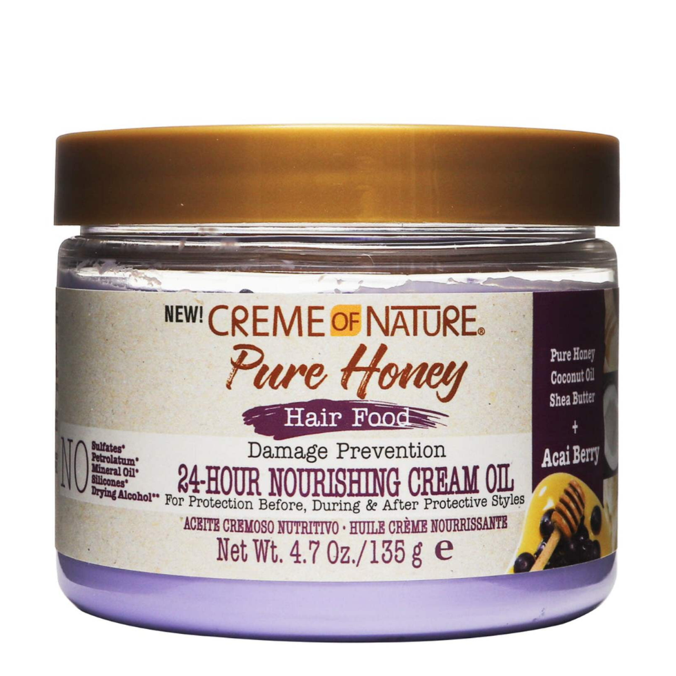 Creme of nature pure honey hair food cream oil 135g 24-hour nourishing damage prevention hair treatment moisturizing cream oil for dry and damaged hair