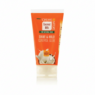 Creme Of Nature Coconut Milk Control Glue delivers long-lasting hold, smooth edges, and adds shine while helping control frizz and flyaways.