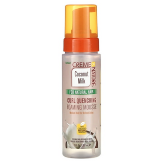 Creme of nature coconut milk foaming mousse for curl definition hydration frizz control and soft bouncy hair styling