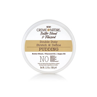 Creme Of Nature Double Duty Pudding defines curls, reduces shrinkage, and elongates texture for soft, bouncy, frizz-free natural styles.