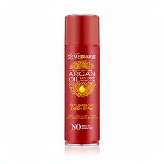 Creme Of Nature Replenishing Sheen Spray with Argan Oil adds instant shine, lightweight moisture, and softness while helping reduce dryness and dullness.