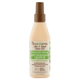 Creme of nature aloe black castor oil reconstructing anti breakage leave in 8oz strengthening repair leave in conditioner for damaged hair moisturizing lightweight hair care