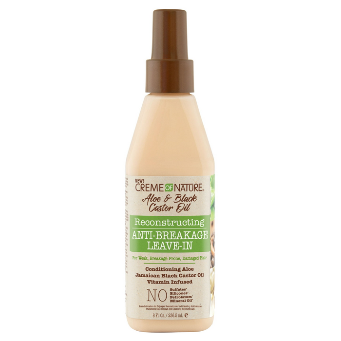 Creme of nature aloe black castor oil reconstructing anti breakage leave in 8oz strengthening repair leave in conditioner for damaged hair moisturizing lightweight hair care