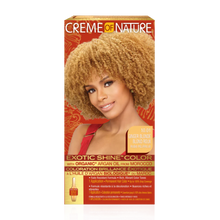 creme of nature exotic shine color 10.01 ginger blonde argan oil hair dye warm ginger blonde tone permanent color grey coverage shine finish