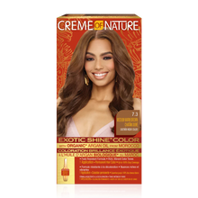 creme of nature exotic shine color 7.3 medium warm brown argan oil hair dye natural brown permanent color grey coverage shine finish