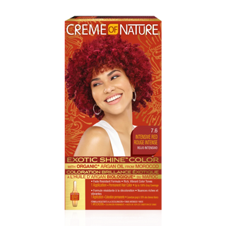 creme of nature exotic shine color 7.6 intensive red argan oil hair dye vibrant red permanent color grey coverage shine finish