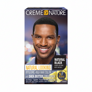 creme of nature men moisture rich natural black hair color grey coverage permanent dye shea butter conditioning natural looking finish