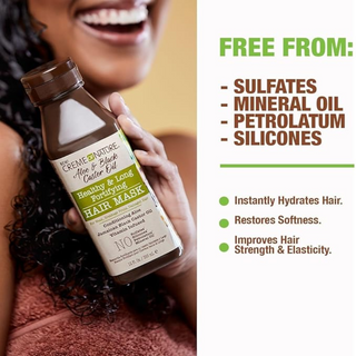 Creme of nature aloe black castor oil fortifying hair mask 12oz deep conditioning treatment for damaged hair strengthening moisturizing repair hair care product