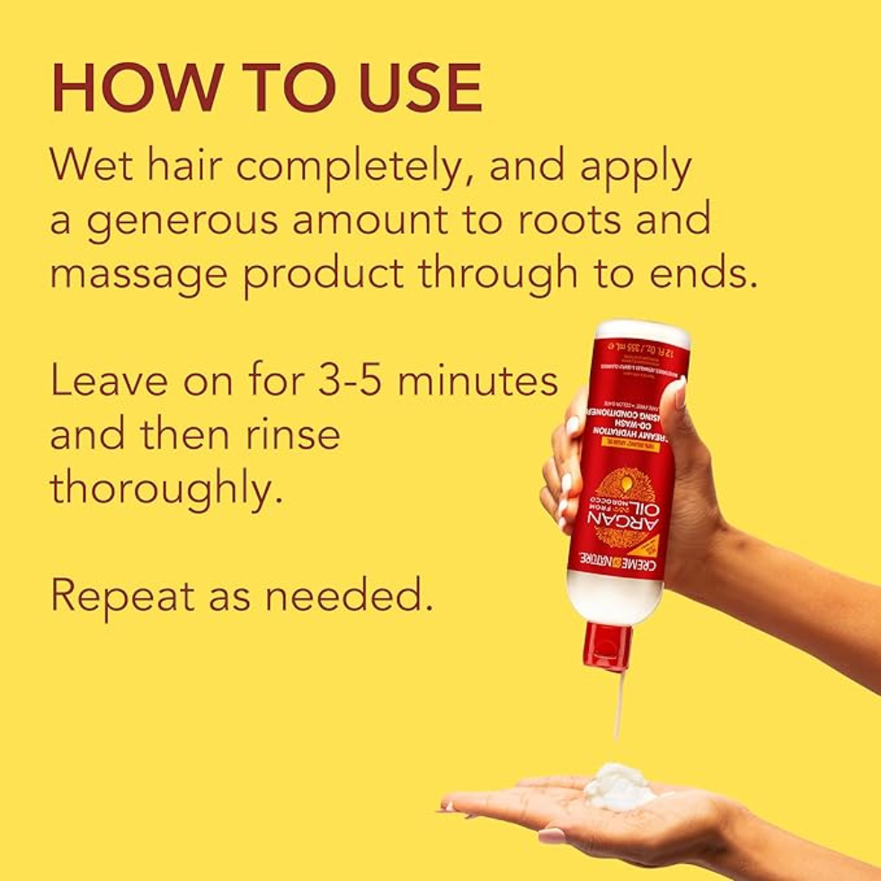 Creme of nature argan oil creamy hydrating co wash cleansing conditioner 354ml gentle sulfate free cleanser for curls detangling moisturizing soft healthy hair care product