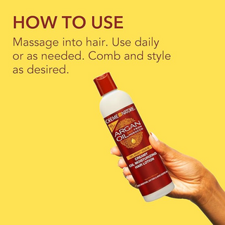 Creme of nature argan oil creamy oil moisturizing hair lotion 250ml hydrates smooths hair frizz control leave in lotion for soft shiny manageable healthy hair care product