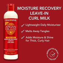 Creme of nature argan oil moisture recovery leave in curl milk 236ml hydrate define curls moisturizing curl cream for frizz control soft bouncy natural hair styling