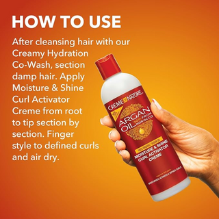 Creme of nature argan oil moisture shine curl activator creme 355ml curl defining cream for soft shiny hydrated bouncy frizz free curls hair styling product