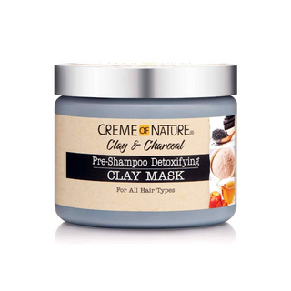 Creme of nature clay charcoal pre shampoo detoxifying mask 11.5oz scalp cleansing treatment hair buildup removal detox hair care pre wash mask