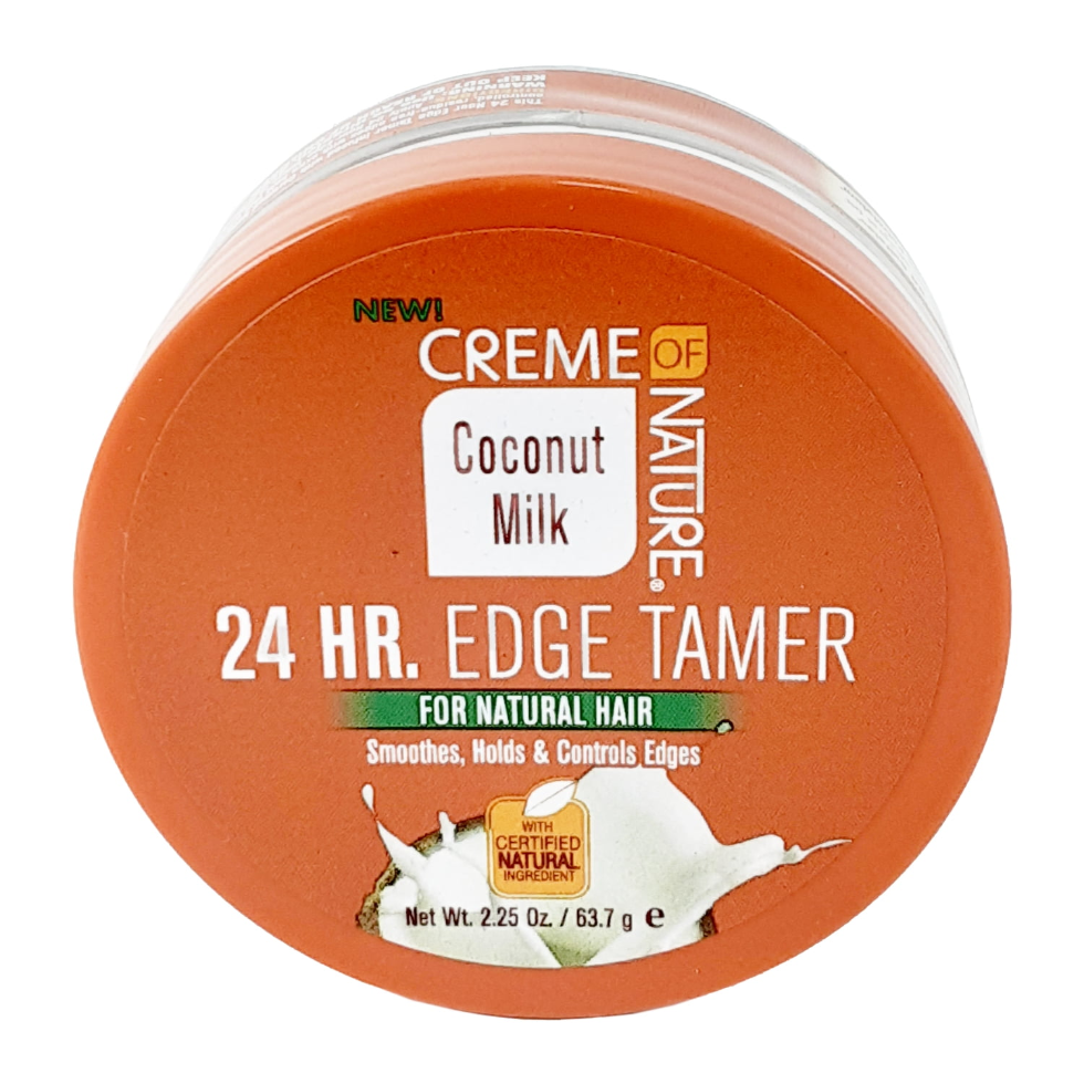 Creme of nature coconut milk 24hr edge tamer 2.25oz smooth edges hold styling gel for sleek edges frizz control shine moisturizing edge control product