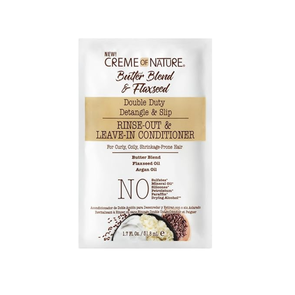 Creme of nature double duty detangle slip rinse out leave in conditioner 1.75oz moisturizing hair treatment for easy detangling soft and manageable hair