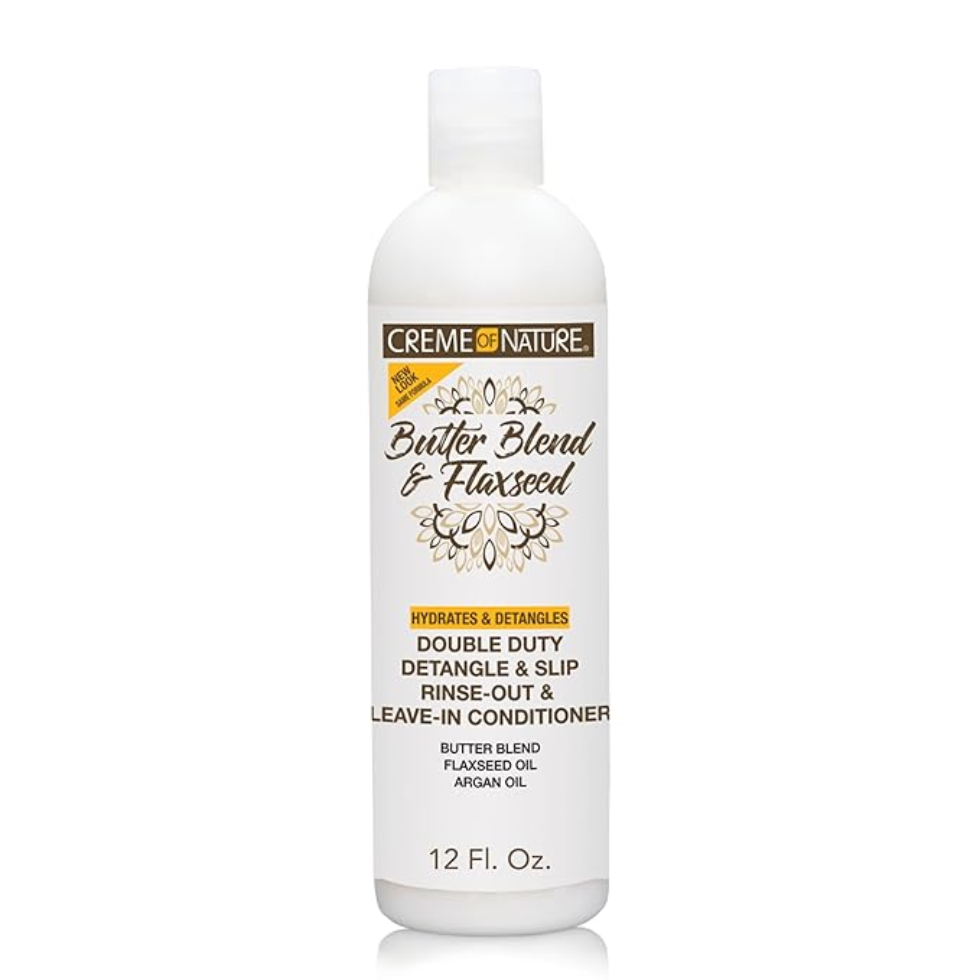 Creme of nature double duty detangle slip rinse out leave in conditioner 355ml moisturizing detangling hair treatment for soft smooth manageable hair