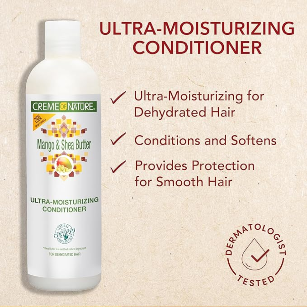 Creme of nature mango shea butter ultra moisturizing conditioner 355ml hydrating smoothing conditioner for dry hair soft silky manageable shiny healthy hair care product