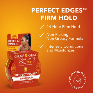 Creme of nature perfect edges argan oil 2.25oz 24 hour extra hold edge control gel moisture shine smooth flyaways sleek hair styling product
