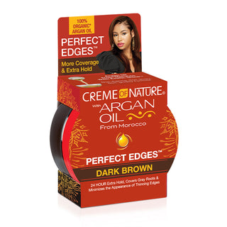 Creme of nature perfect edges dark brown 63.7g argan oil 24 hour edge control tinted gel for sleek edges flyaway control and natural hair styling finish