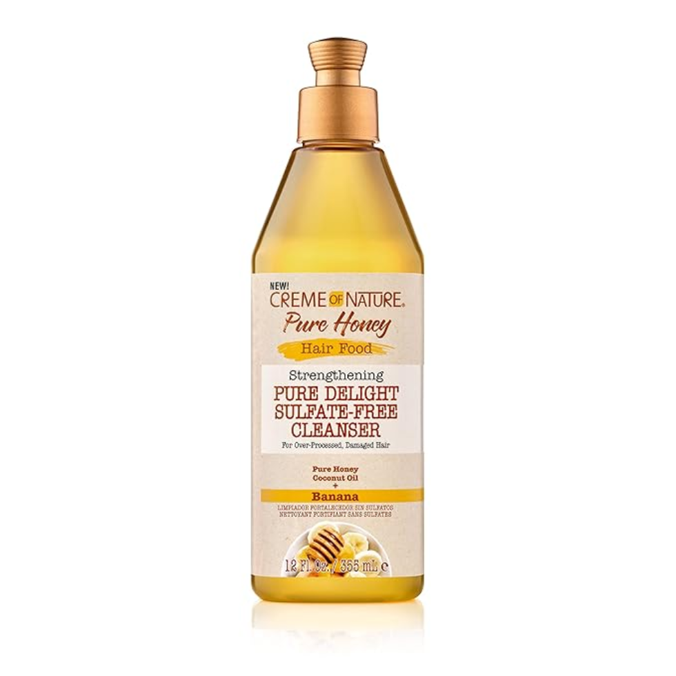 Creme of nature pure honey hair food sulfate free cleanser 12oz moisturizing strengthening shampoo for dry and damaged hair gentle hair care formula