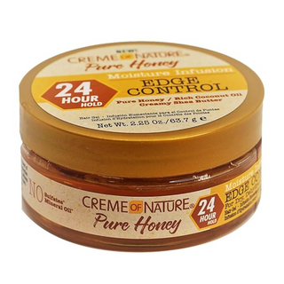 Creme of nature pure honey moisture infusion edge control 2.25oz 24 hour hold edge gel for sleek edges smooth flyaways shine moisturizing styling product